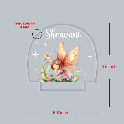 Personalized Cute Girl Butterfly with Fairy Design Night Lamp with Automatic Color Changing Light Custom with Name Girls Room Bedside Lamp Birthday Return Gift